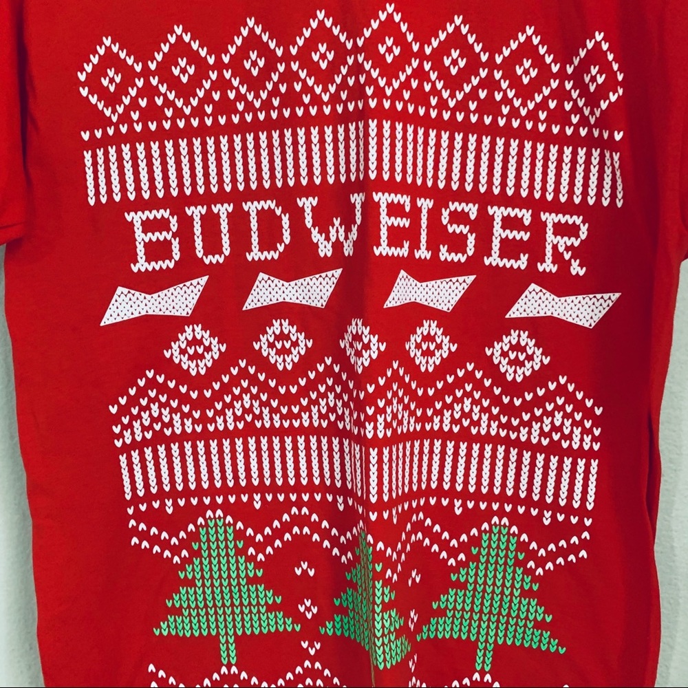 BUDWEISER Red Christmas graphic print tee L - Picture 6 of 6